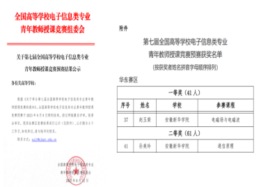 喜报！我校教师在全国高等学校电子信息类专业青年教师授课竞赛预赛中荣创佳绩